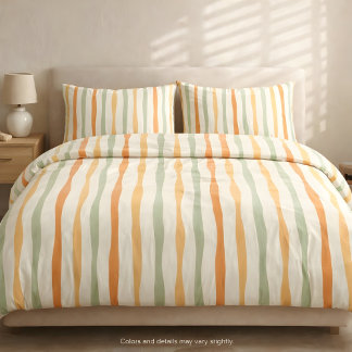 Soft Boho Wavy Stripe Pattern Duvet Cover