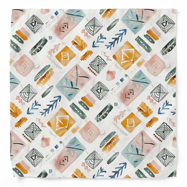Soft Boho Webs and Arrows Pattern Bandana (Front)