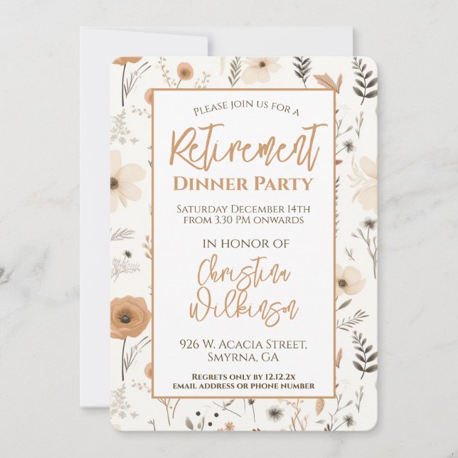 Soft Boho Wildflower Floral Retirement Party Invitation (Front)