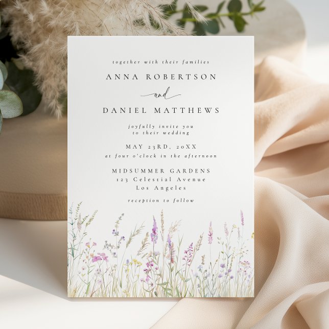 Soft Boho Wildflower Wedding Invitation (Creator Uploaded)