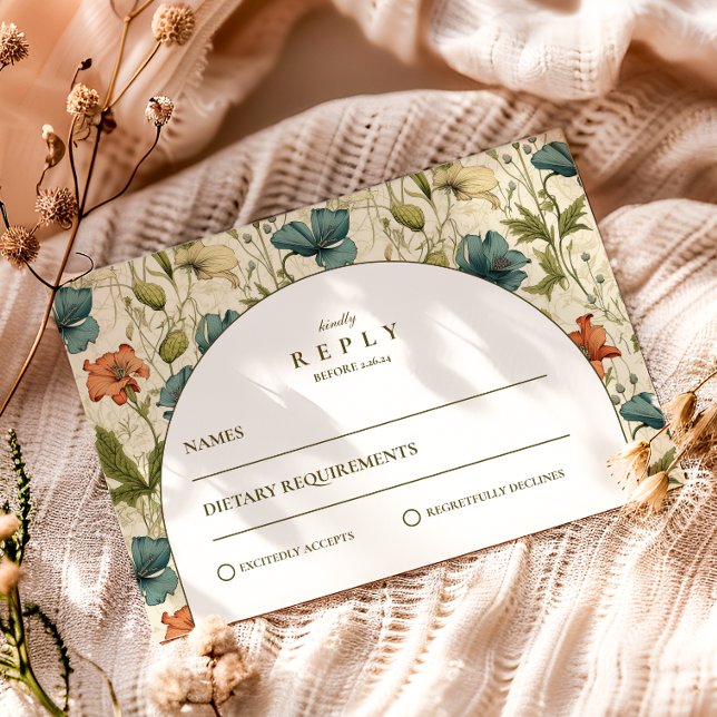 Soft Botanical Arch Garden Wedding RSVP Card (Creator Uploaded)