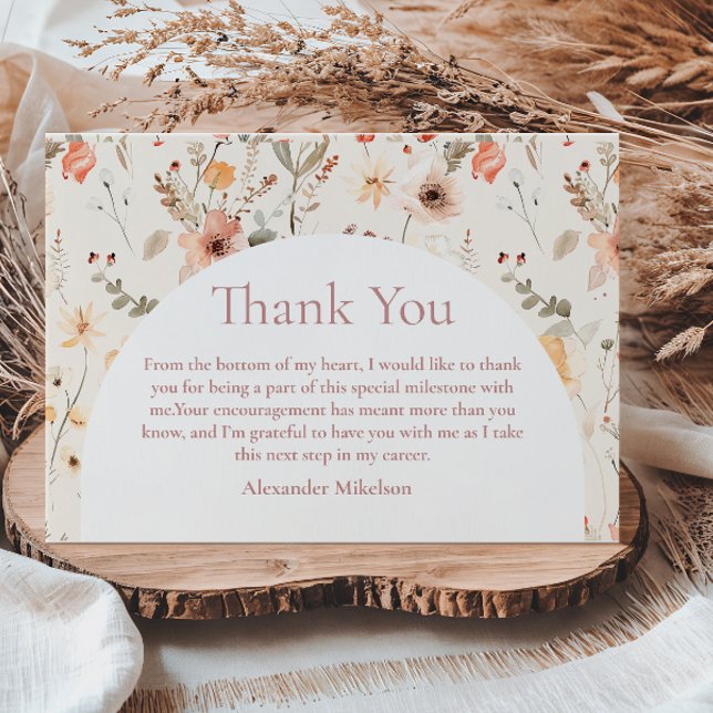 Soft Botanical Chic Graduation Thank You Card (Creator Uploaded)