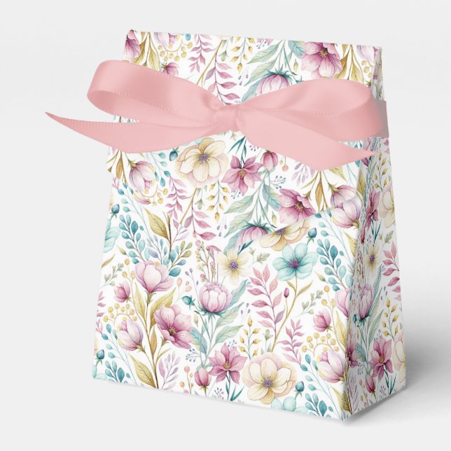 Soft Botanical Easter Flower Design Favor Boxes (Front Side)