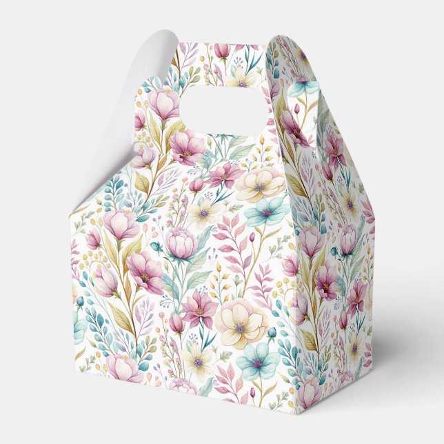 Soft Botanical Easter Flower Design Favor Boxes (Front Side)