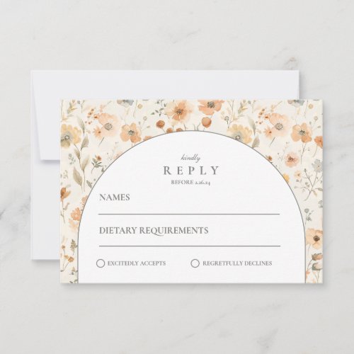 Soft Botanical Meadow Wedding RSVP Card