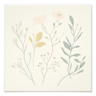 Soft Botanical Poster – Minimal Pastel Floral