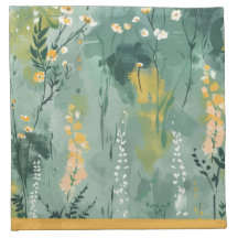 Soft Botanical Sage Green Entertaining Napkins