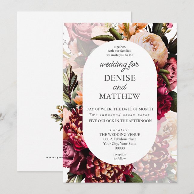 Soft Botanical Wedding Invitation (Front/Back)