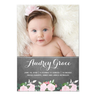 Soft Botanicals Chalkboard | Birth Announcement