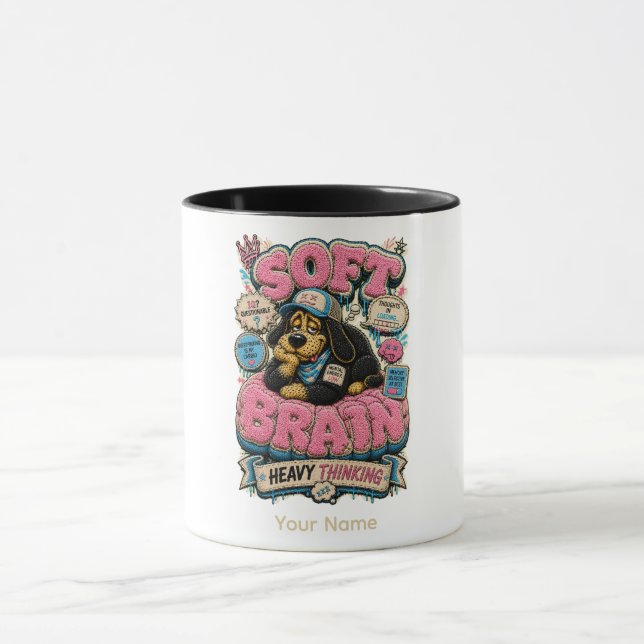 Soft Brain Heavy Thinking Personalized Funny Mug (Center)