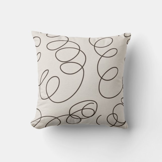soft brown decorative doodle swirls throw pillow (Front)