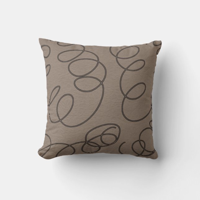 soft brown decorative swirls throw pillow (Front)