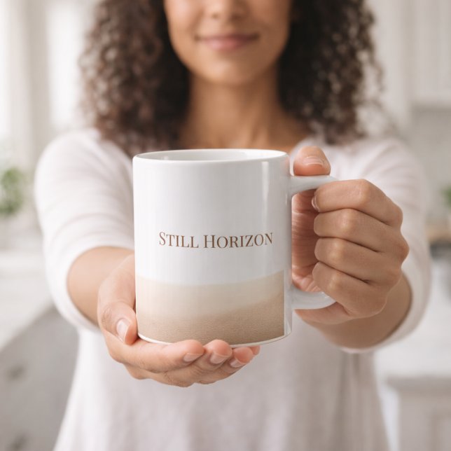 Soft Brown Horizon Classic Mug, 11 oz Coffee Mug (A soft brown to white fade adds calm contrast to desk setups and daily drink moments)