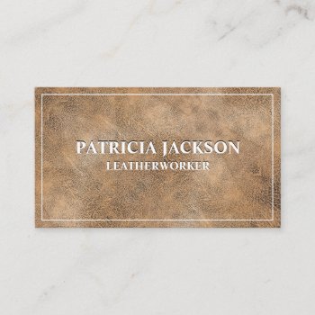 Soft Brown Leather Texture Background Business Card by lovely_businesscards at Zazzle