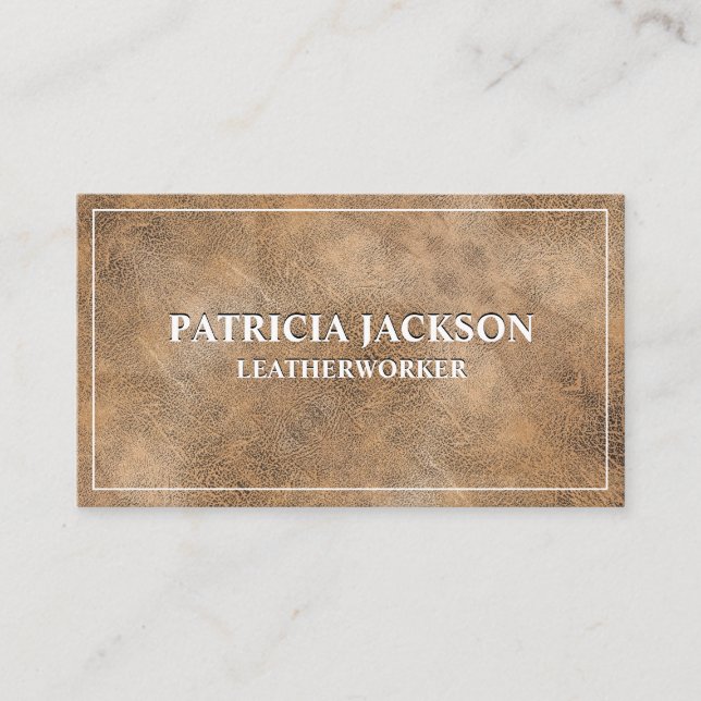 Soft Brown Leather Texture Background Business Card (Front)