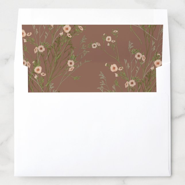 Soft Brown Small Florals Envelope Liners  (In Envelope)