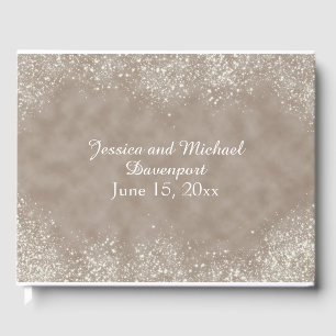 Soft Brown Stardust Wedding Guestbook
