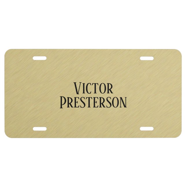 Soft Brushed Gold License Plate (Front)