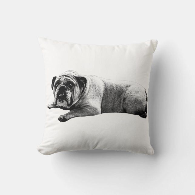 Soft Bulldog Rest Throw Pillow (Front)
