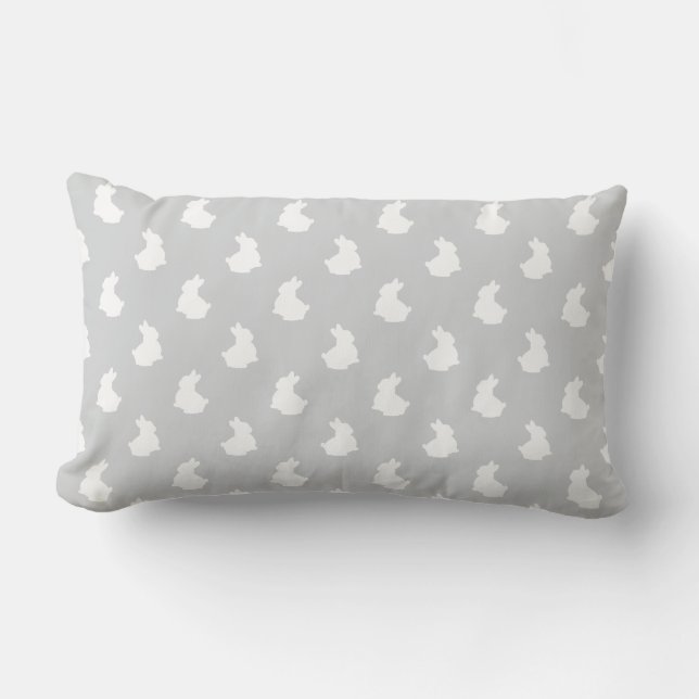 Soft Bunny Silhouette Nursery Accent Lumbar Pillow (Front)