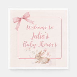 Soft Bunny Welcome Design with Pastel Ribbon Napkins
