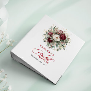 Soft Burgundy Floral Bridal Shower Ring Binder