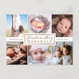 Soft Burlap Eucalyptus Photo Birth Announcement