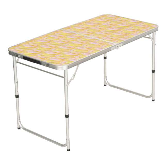 Soft Butter Yellow Flower Petal Pattern  Beer Pong Table (Angled)