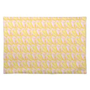 Soft Butter Yellow Flower Petal Pattern Cloth Placemat