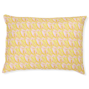 Soft Butter Yellow Flower Petal Pattern Pet Bed