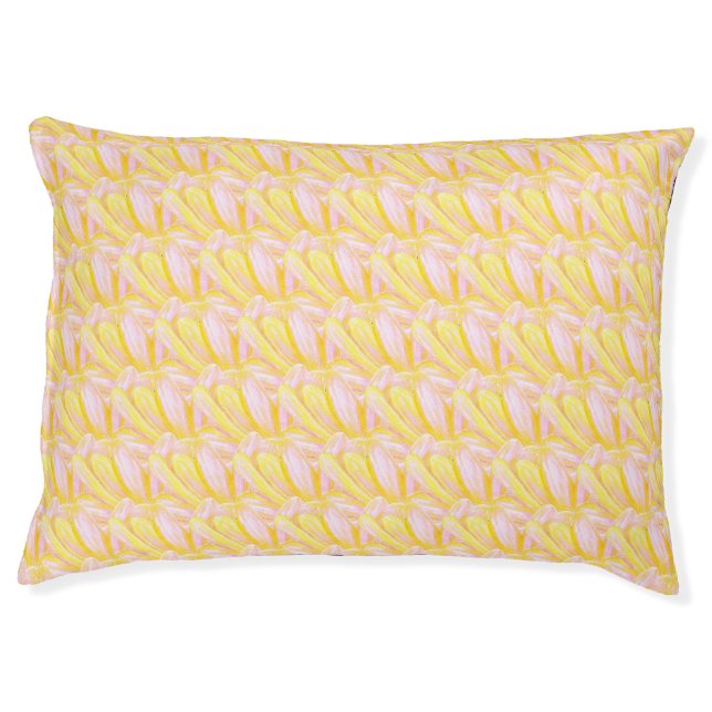 Soft Butter Yellow Flower Petal Pattern Pet Bed (Front)
