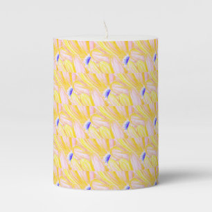 Soft Butter Yellow Flower Petal Pattern  Pillar Candle