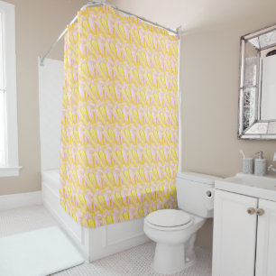 Soft Butter Yellow Flower Petal Pattern Shower Curtain