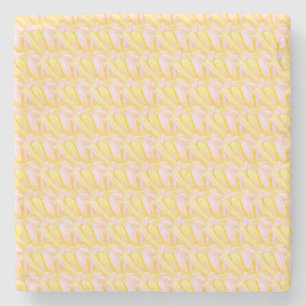 Soft Butter Yellow Flower Petal Pattern Stone Coaster