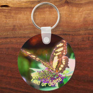Soft Butterfly On Flower Nature Personalized Keychain