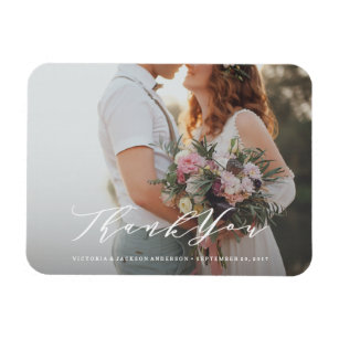 Wedding Thank You Refrigerator Magnets Zazzle Soft Calligraphy Wedding Thank You Photo Magnet