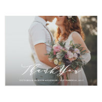 Soft Calligraphy Wedding Thank You Photo Post Card