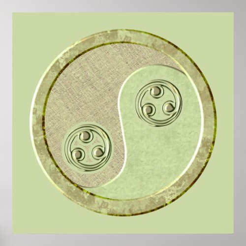 Soft Celadon Green Yin Yang Poster