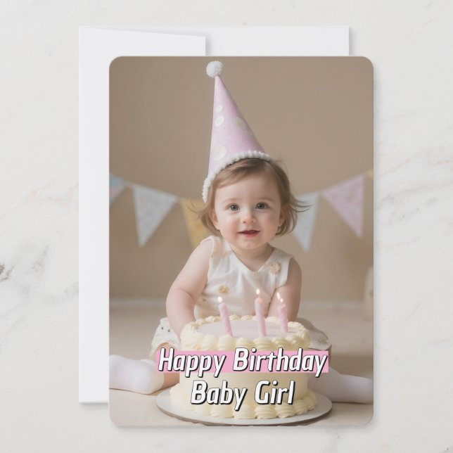 Soft Celebration Baby Girl Birthday Card Download (Front)