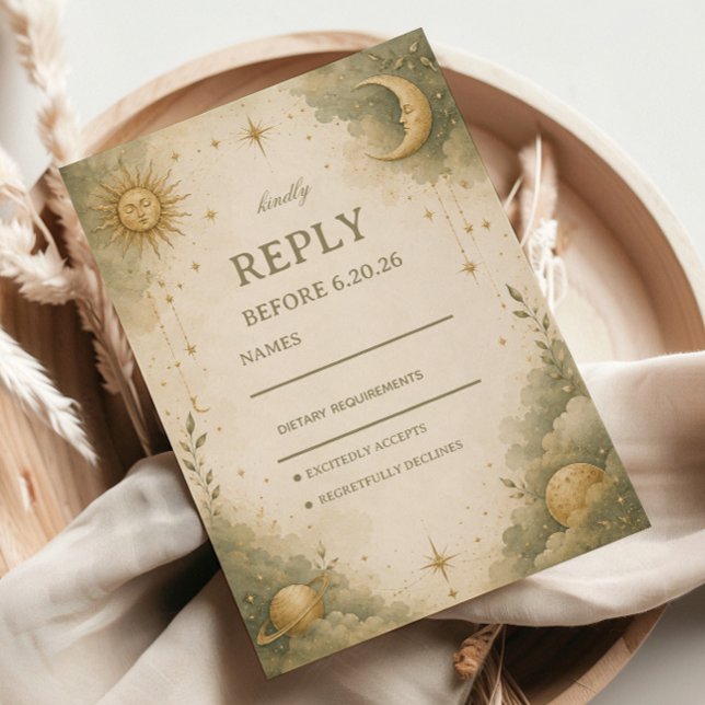 Soft Celestial Botanical RSVP Card (Creator Uploaded)
