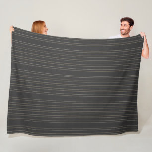 Soft Charcoal Deep Warm Grey Pinstripe Pattern Fleece Blanket