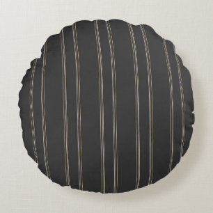 Soft Charcoal Deep Warm Grey Pinstripe Pattern Round Pillow