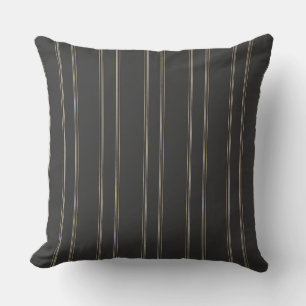 Soft Charcoal Deep Warm Grey Pinstripe Pattern Throw Pillow