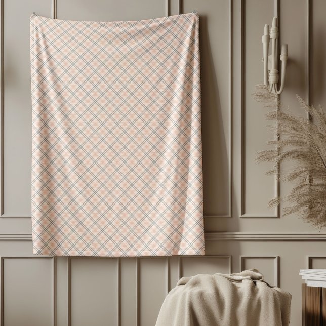 Soft Checkered Blanket in Coral and Grey Tones (Soft Checkered Blanket in Coral and Grey Tones)