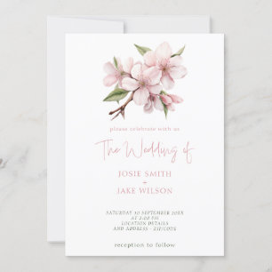 Soft cherry blossom header wedding invitation