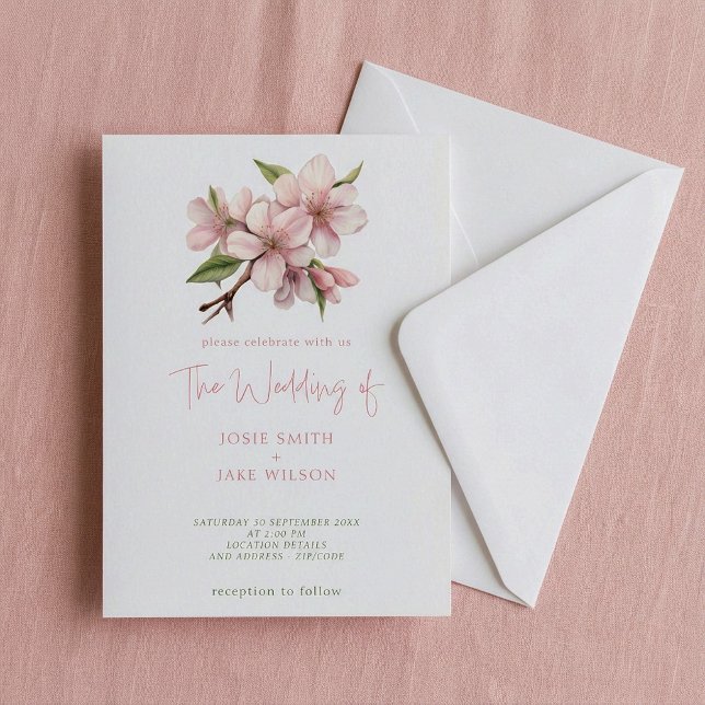 Soft cherry blossom header wedding invitation (Soft cherry blossom header wedding invitation.)