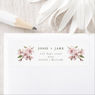 Soft cherry blossom pink flower address label