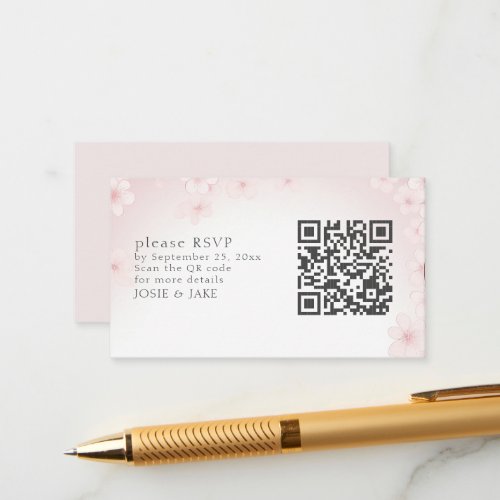 Soft Cherry Blossom RSVP QR Code Enclosure Card
