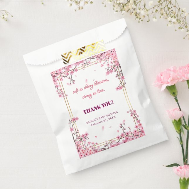 Soft Cherry Blossom Sakura Baby Shower Favor Bag (Sealed)
