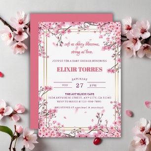 Soft Cherry Blossom Sakura Baby Shower Invitation